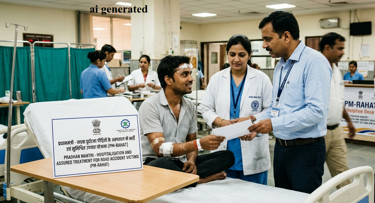सड़क दुर्घटना में घायल लोगों को अब 7 दिन तक ₹1.5 लाख तक का मुफ्त इलाज मिलेगा। केंद्र सरकार की PM-RAHAT योजना के तहत देशभर के हजारों अस्पतालों में कैशलेस उपचार की सुविधा दी जाएगी।