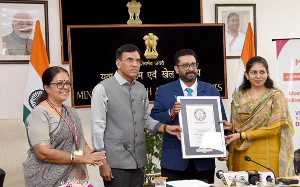 New Delhi: MY Bharat Sets Guinness World Record, Secures Title for Highest Participation in an Online Quiz in a Single Week.