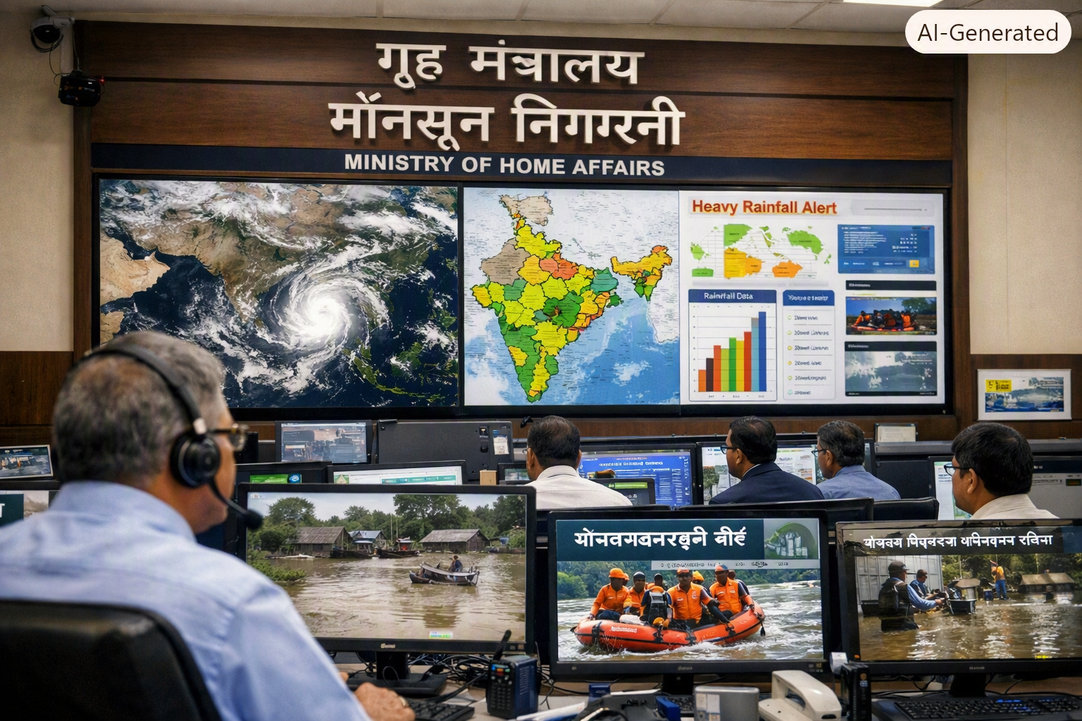 New Delhi: The Home Ministry is closely monitoring the monsoon across the country, and the NDRF has launched a major operation; 2,206 people have been rescued safely.