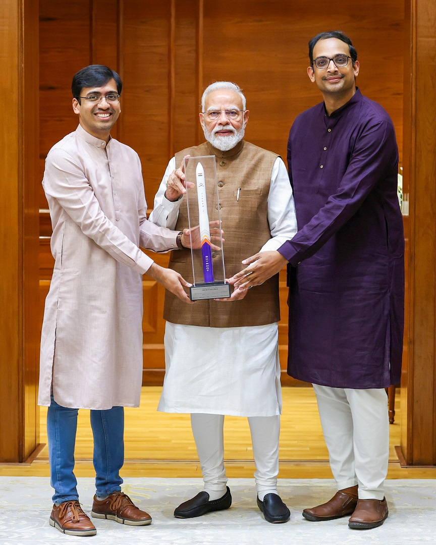 New Delhi: PM Modi meets with the founders of Skyroot Aerospace, discusses Vikram-1's success; calls private space sector India's new strength