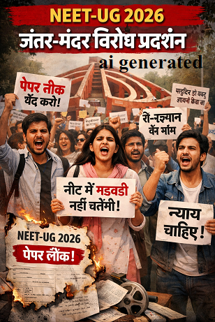 New Delhi: NEET-UG 2026 controversy: Students continue to protest at Jantar Mantar, demanding the resignation of the Education Minister, and raging over police action.