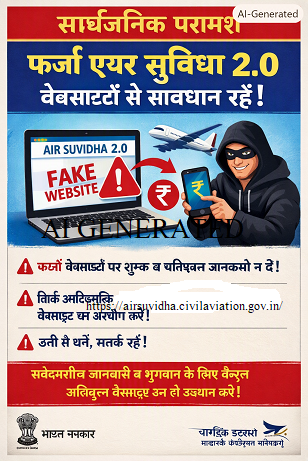 New Delhi: Beware of fake Air Suvidha 2.0 websites! The Ministry of Civil Aviation has issued an advisory, recommending applications only through the official portal.