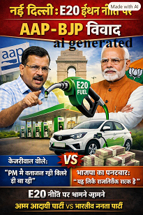 New Delhi: AAP and BJP clash over E20 fuel policy; Arvind Kejriwal alleges he was denied a meeting with the PM, while the BJP dismisses it as ‘political drama’.