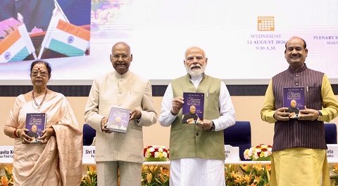 PM Modi launches Ram Nath Kovind's autobiography, 'Triumph of the Indian Republic'.