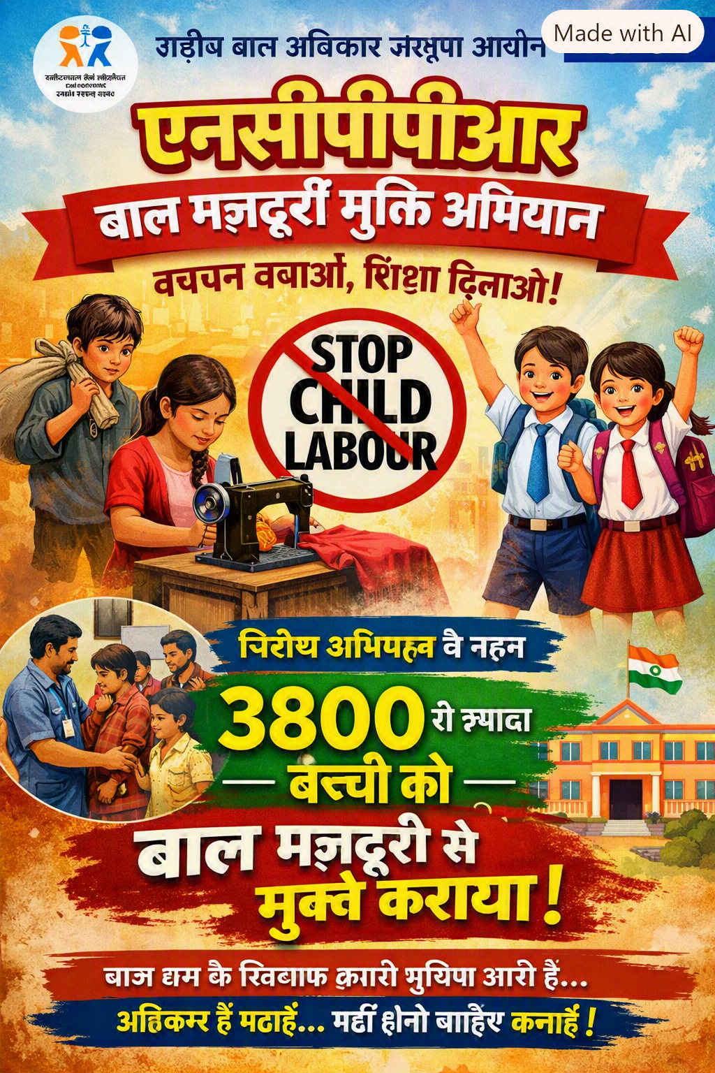 Major action by NCPCR against child labour! Over 3,800 children rescued, more than 575 FIRs registered.