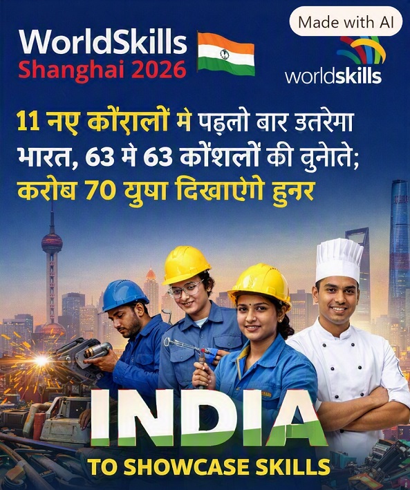 WorldSkills Shanghai 2026: India to debut in 11 new skills, aiming to compete in all 63 categories; around 70 youths to showcase their talent.