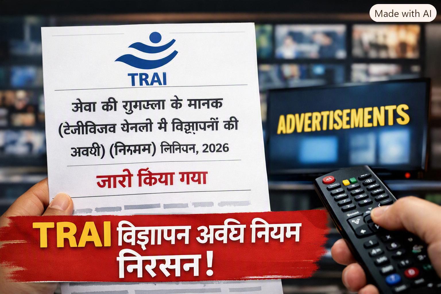 TRAI's major decision: 12-minute limit on advertisements on TV channels scrapped.