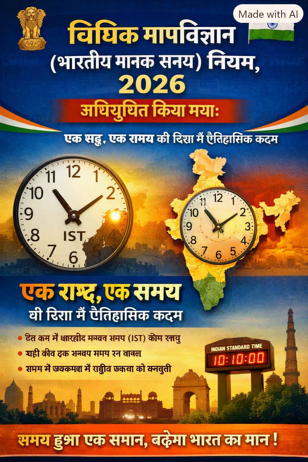 India moves towards ‘One Nation, One Time’! Government notifies Indian Standard Time Rules 2026.