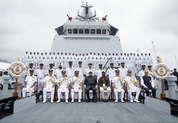 INS Samarthak commissioned at Karwar; a multi-purpose naval vessel built with over 75% indigenous content.
